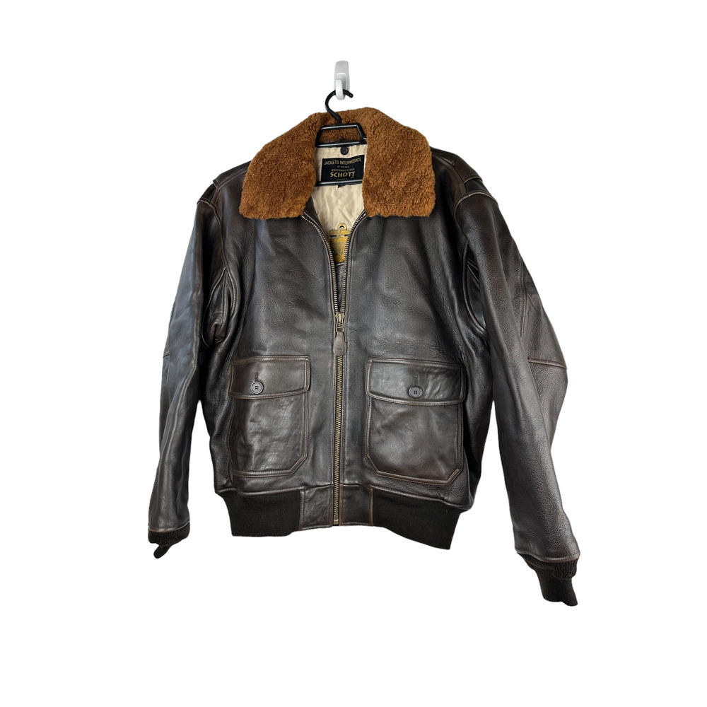 Schott Wings of Gold Brown Leather Bomber Naval Flight Aviation Jacket Men's L - Picture 2 of 16